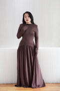 Glenna Long Sleeve Maxi Dress in Brown