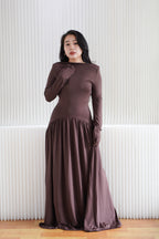 Glenna Long Sleeve Maxi Dress in Brown