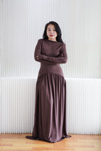 Glenna Long Sleeve Maxi Dress in Brown