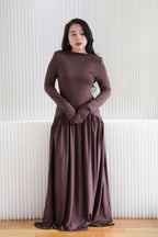 Glenna Long Sleeve Maxi Dress in Brown