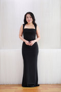 Disa Square Neck Bodycon Maxi Dress in Black