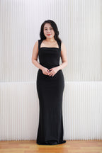 Disa Square Neck Bodycon Maxi Dress in Black