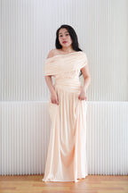(BACKORDER) Tova Drape Toga Maxi Dress in Beige