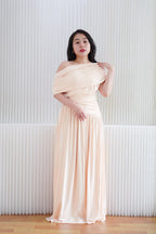 (BACKORDER) Tova Drape Toga Maxi Dress in Beige