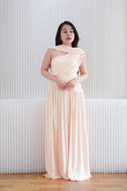 (BACKORDER) Tova Drape Toga Maxi Dress in Beige