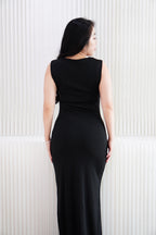 Disa Square Neck Bodycon Maxi Dress in Black
