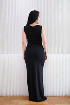 Disa Square Neck Bodycon Maxi Dress in Black