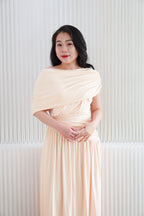(BACKORDER) Tova Drape Toga Maxi Dress in Beige