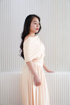 (BACKORDER) Tova Drape Toga Maxi Dress in Beige