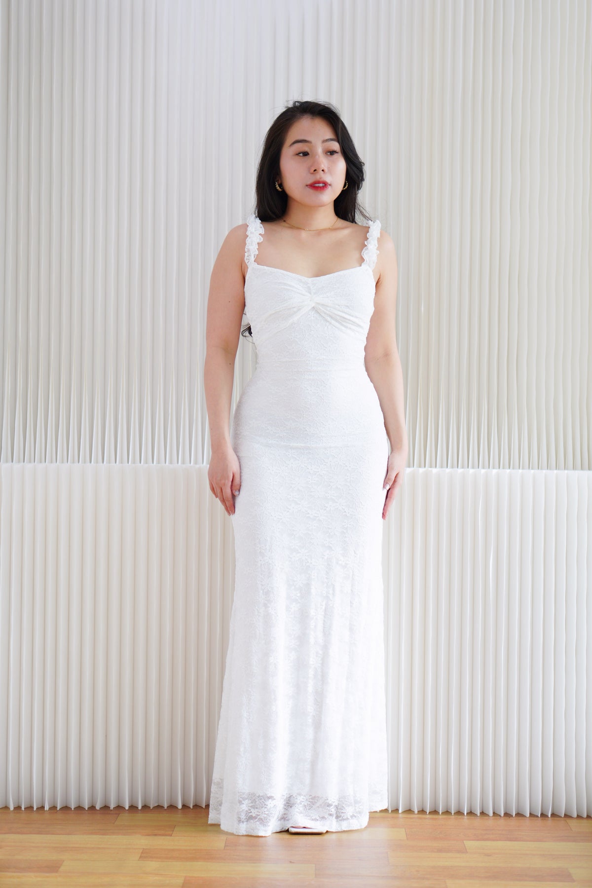 Solis Lace Bodycon Maxi Dress in White