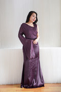 Elune Toga Sleeves Satin High Waist Maxi Dress in Purple