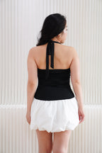 Nixi Halter Neck Mini Bubble Dress in Black and White