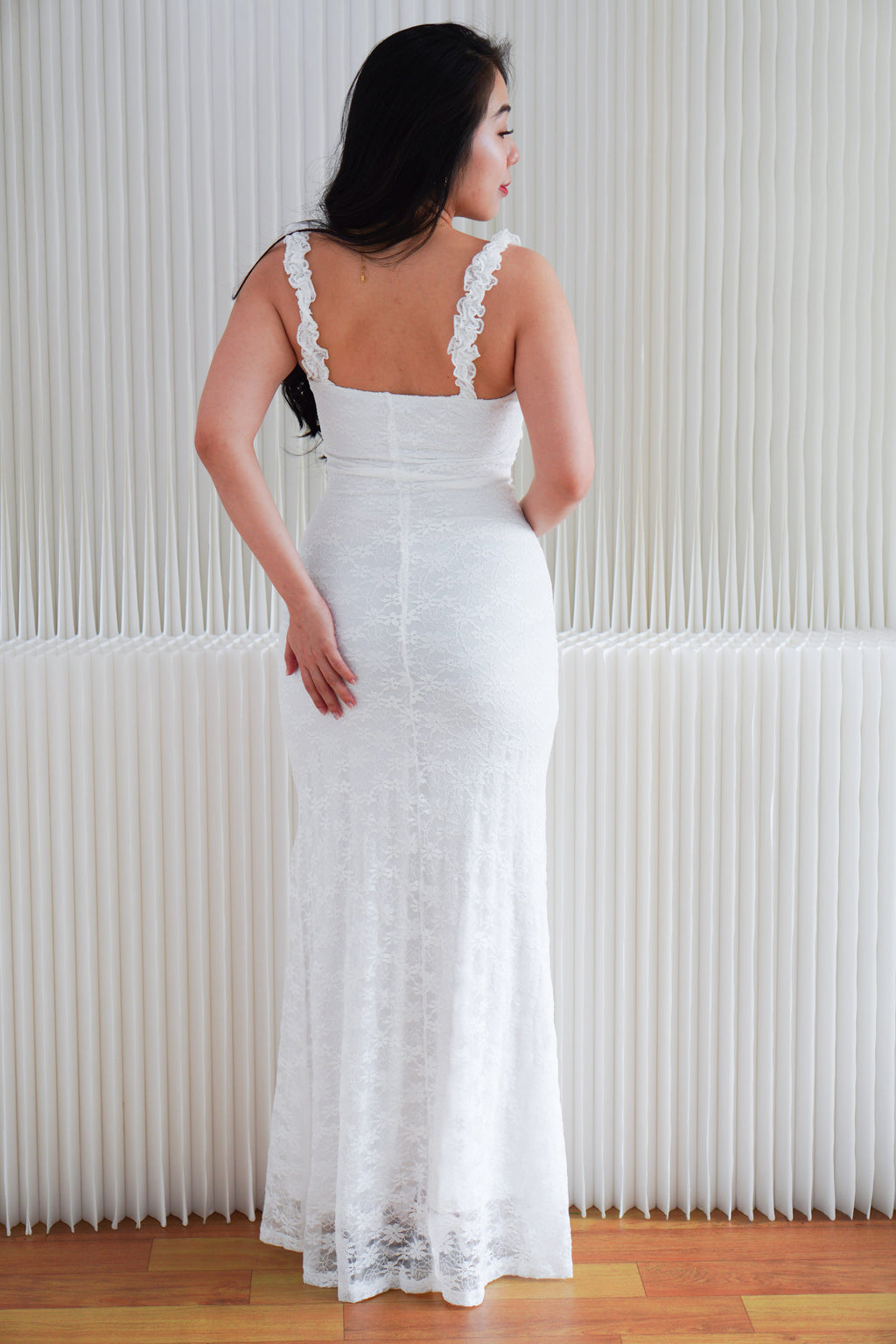 Solis Lace Bodycon Maxi Dress in White