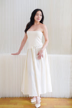 Oralyn Tube A-Line Dress with Belt in Cream