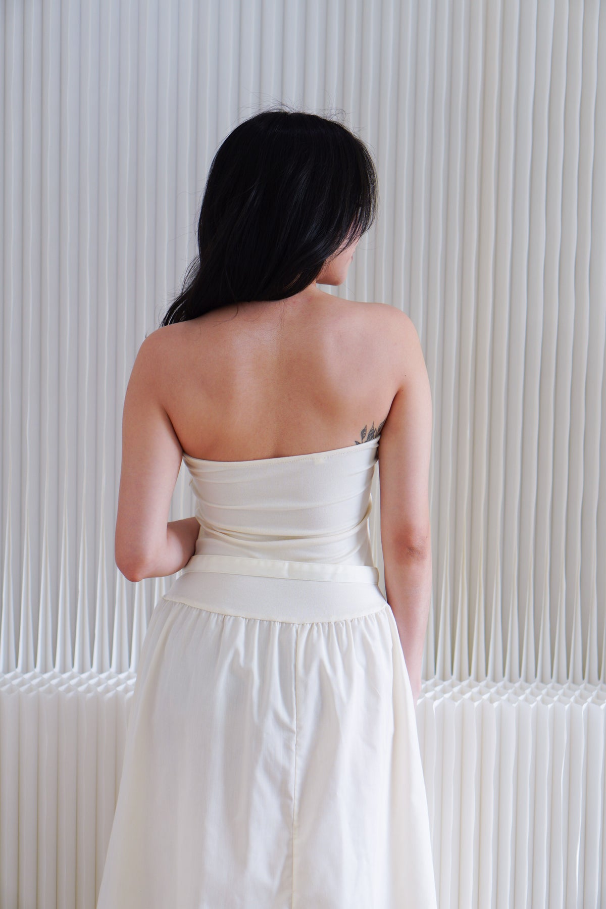 Oralyn Tube A-Line Dress with Belt in Cream