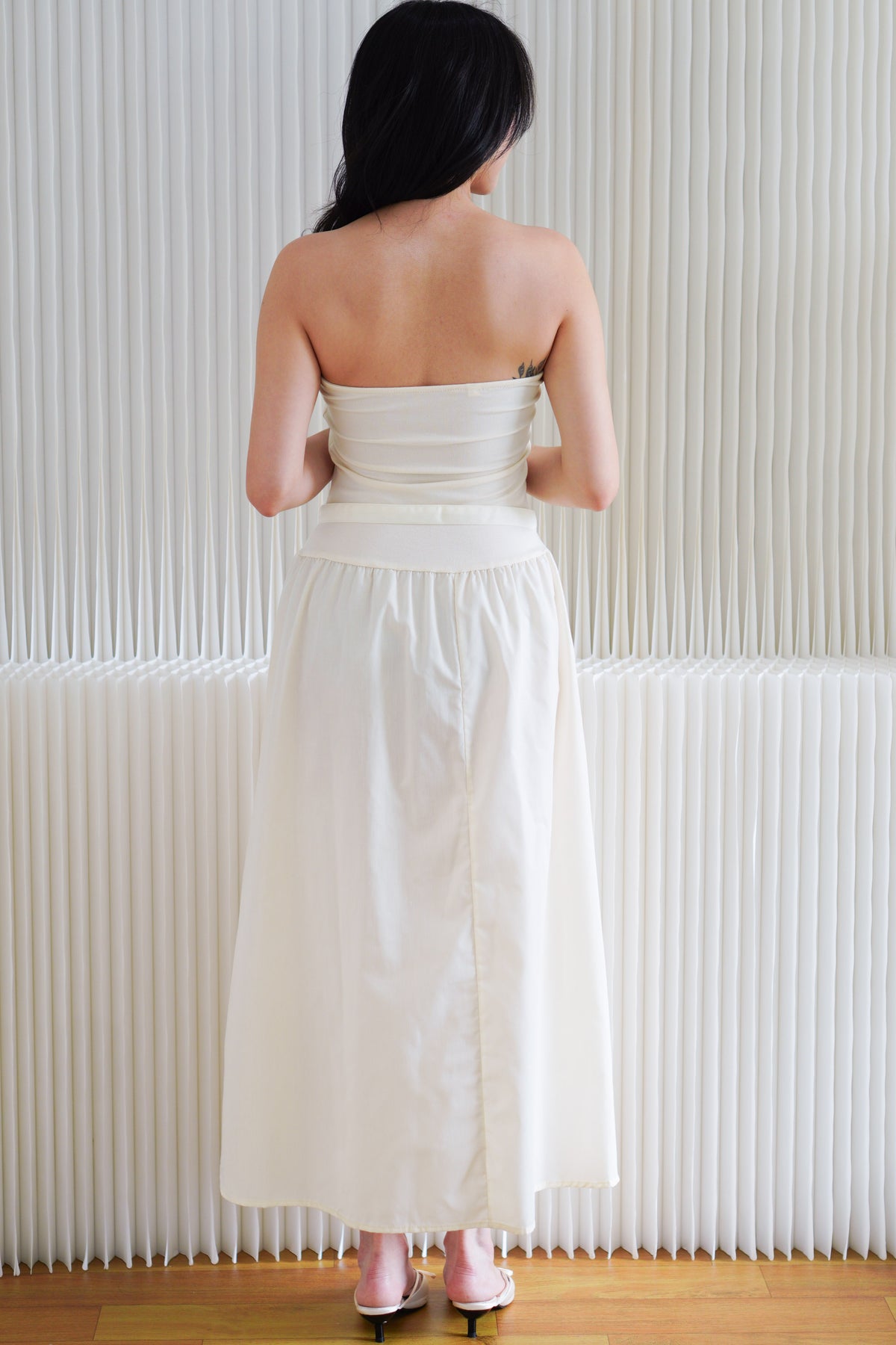 Oralyn Tube A-Line Dress with Belt in Cream