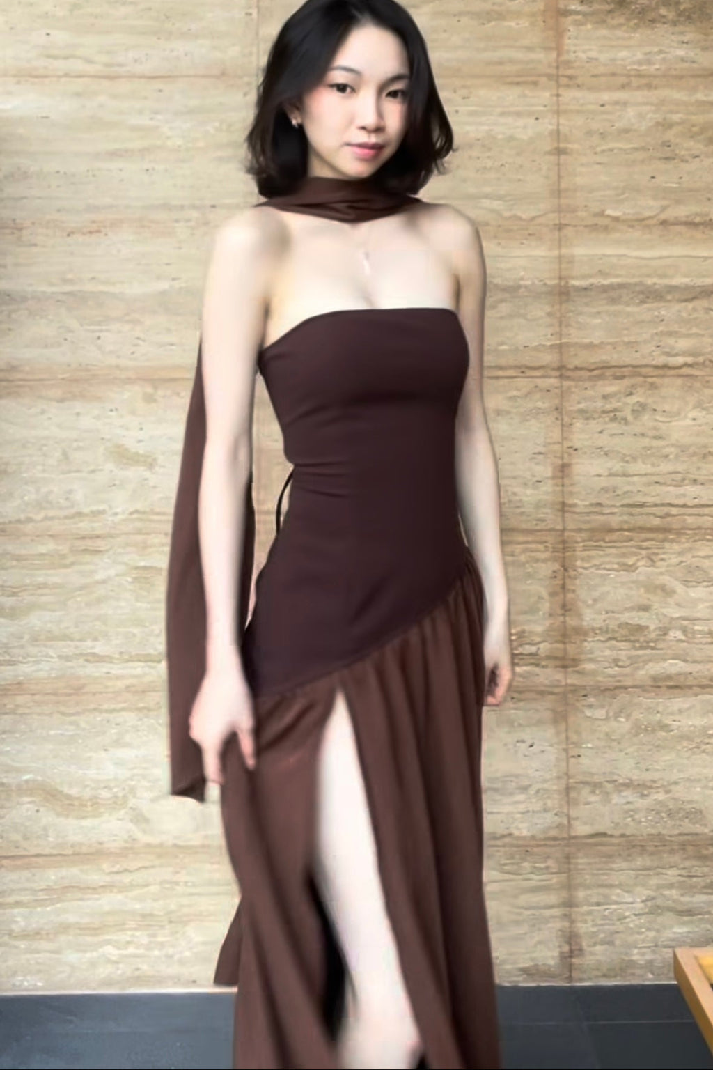 Yina Dress in Brown - As Seen On @colexhy