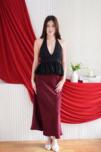 Lizz Halter V Neck Top in Black