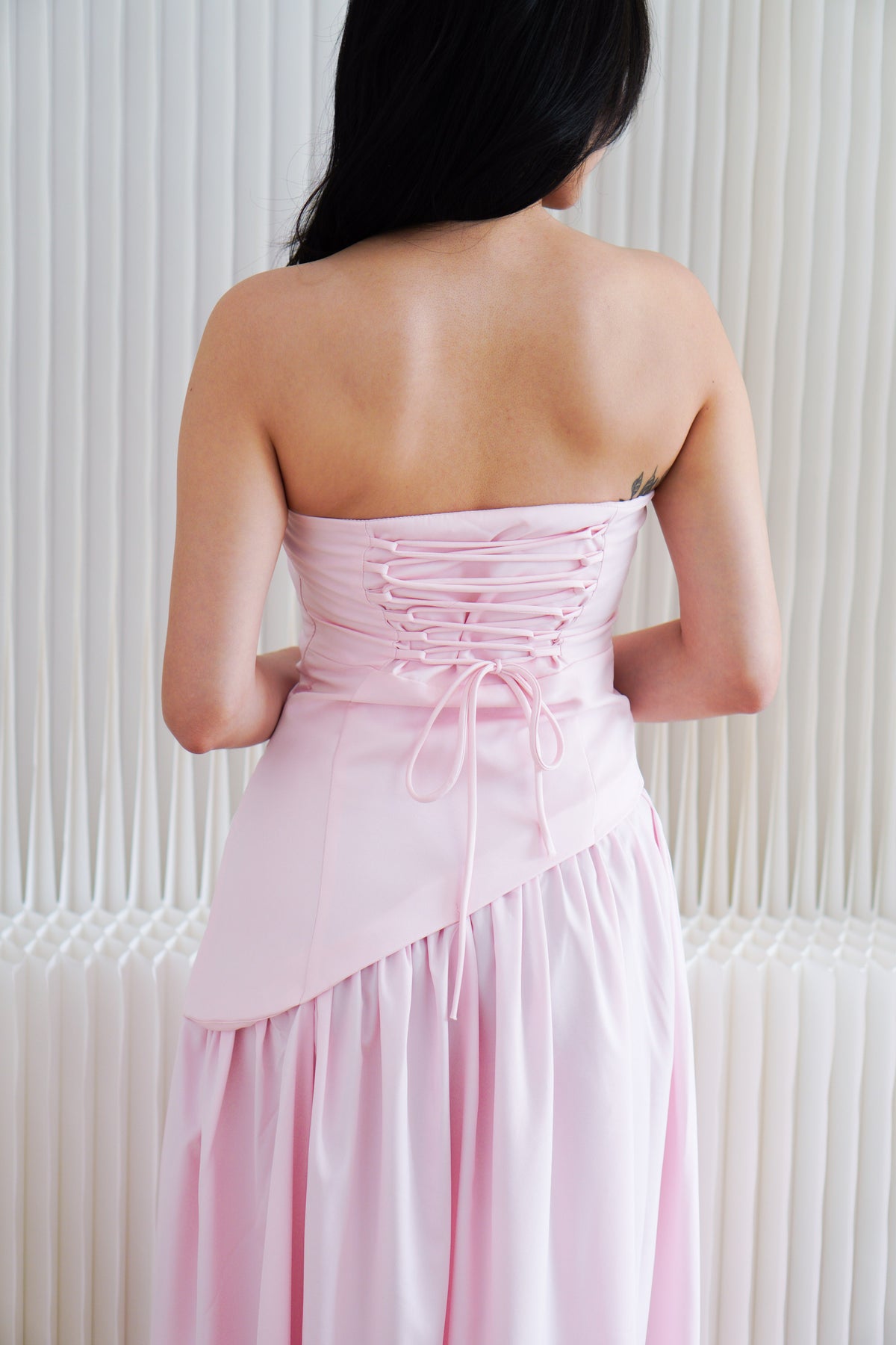 Dephora Tube Maxi Asymmetrical Dress with Sash in Pink