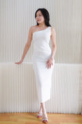 Anvera Toga Ruched Maxi Dress in White