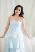 Phaelis Tube Layered Maxi Dress in Light Blue