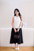 Noelle Button Down Sleeveless Knit Top in White