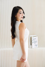 Noelle Button Down Sleeveless Knit Top in White