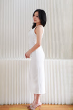 Anvera Toga Ruched Maxi Dress in White