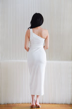 Anvera Toga Ruched Maxi Dress in White
