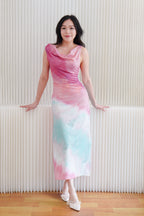 Vaelie Cowl Neck Ombre Maxi Dress in Pink