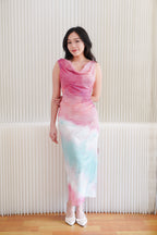 Vaelie Cowl Neck Ombre Maxi Dress in Pink