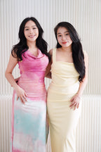 Vaelie Cowl Neck Ombre Maxi Dress in Pink