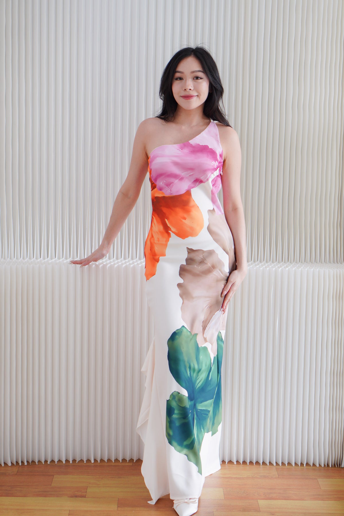 Delysia Floral Toga Maxi Dress in White