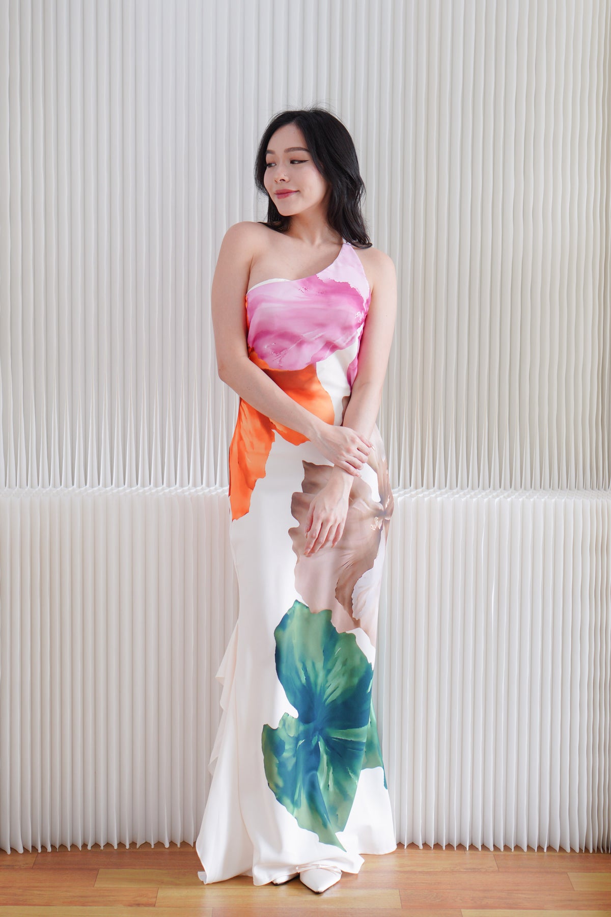 Delysia Floral Toga Maxi Dress in White