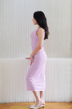 Anvera Toga Ruched Maxi Dress in Pink
