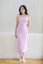 Anvera Toga Ruched Maxi Dress in Pink