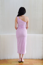 Anvera Toga Ruched Maxi Dress in Pink