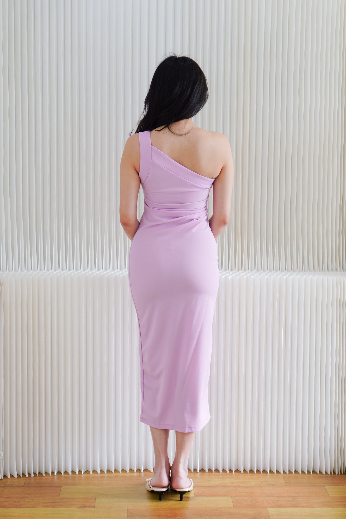 Anvera Toga Ruched Maxi Dress in Pink