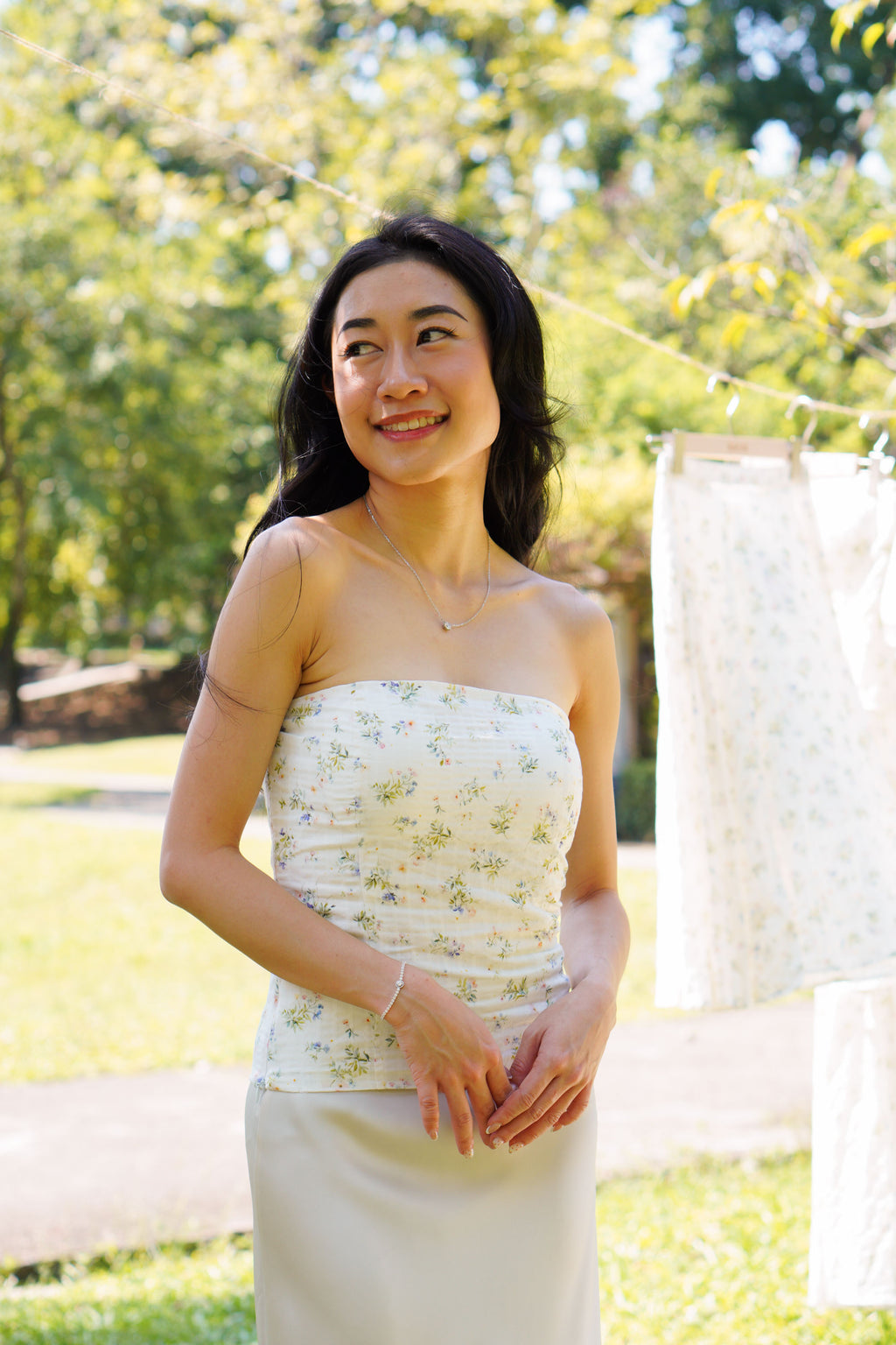 Fiora Floral Padded Tube Top by Bash in Spring Whispers