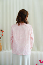 (BACKORDER) Sha Li Long Sleeve Embroided Cheongsam Top in Pink