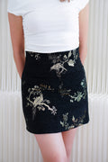 Ning Fei Mini Bodycon Cheongsam Skirt in Black