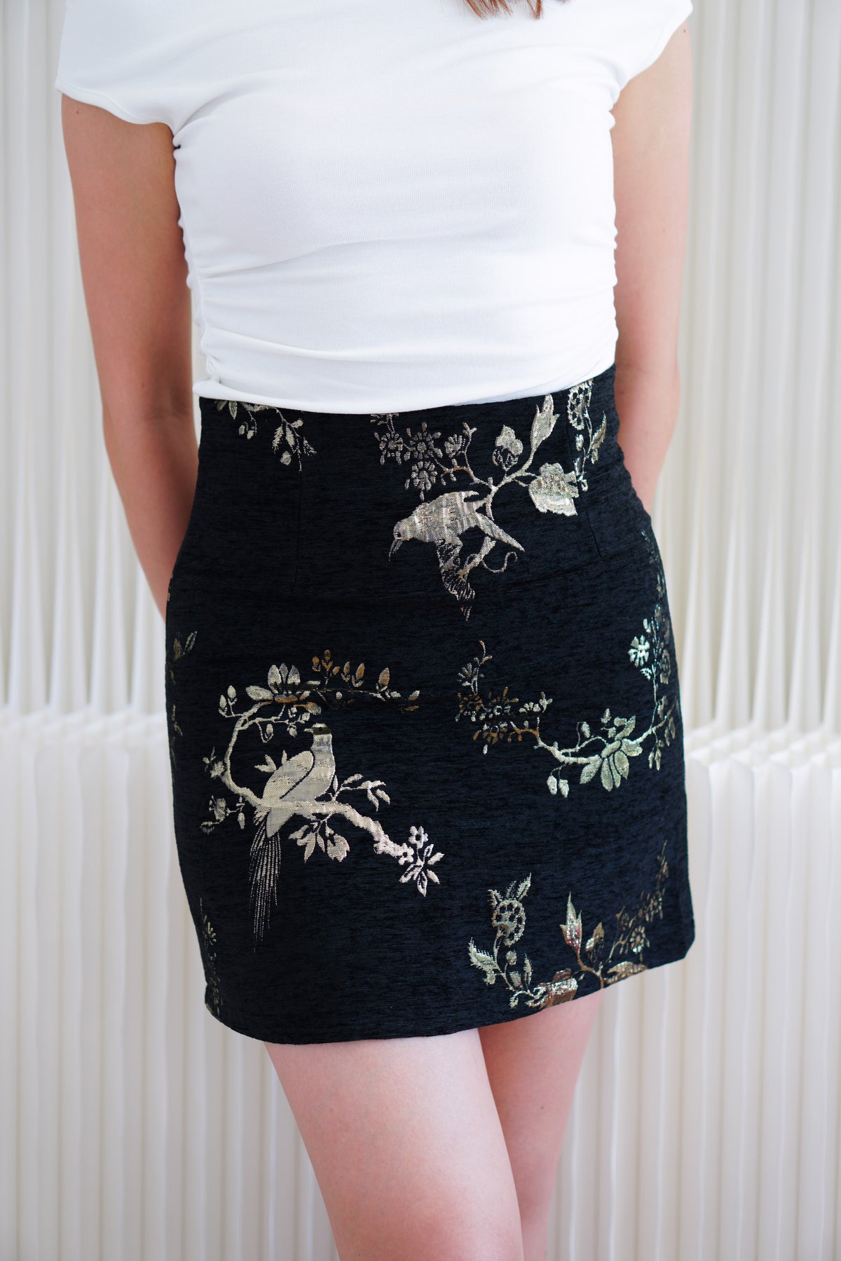 Ning Fei Mini Bodycon Cheongsam Skirt in Black