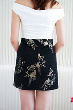 Ning Fei Mini Bodycon Cheongsam Skirt in Black