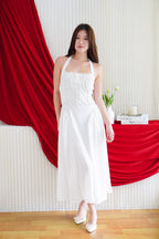 Ashley Halter Neck A-Line Dress in White