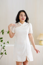 Yu Rou Mini Cheongsam with Short Sleeves in Cream