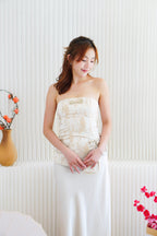 Fu Yi Tube Peplum Cheongsam Top in Cream