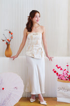 Fu Yi Tube Peplum Cheongsam Top in Cream