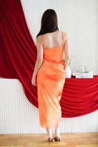 Amethyst Ombre Mesh Ruched Bodycon Dress in Orange