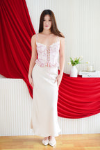 Floya Floral Bustier Lace Up Corset Top in Pink