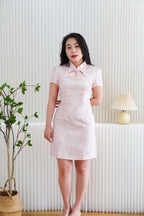 Xi Ru Mini Cheongsam with Short Sleeves in Light Pink